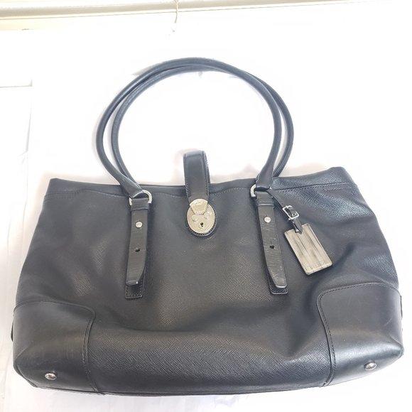 Tumi Black Leather Laptop Bag - Picture 1 of 12
